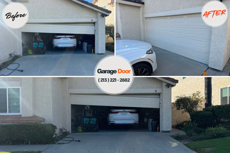 Before and after: garage door repair Poseyville, IN